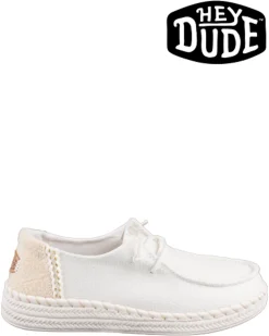 Hey Dude Wendy Woven White Sneakers